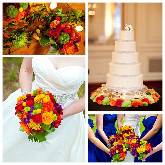 Různé barevné svatební detaily